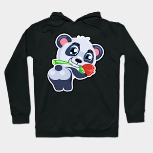 Panda holding a rose - Cute Panda Hoodie